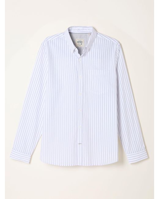 FatFace White Fatface Foston Long Sleeve Stripe Shirt for men