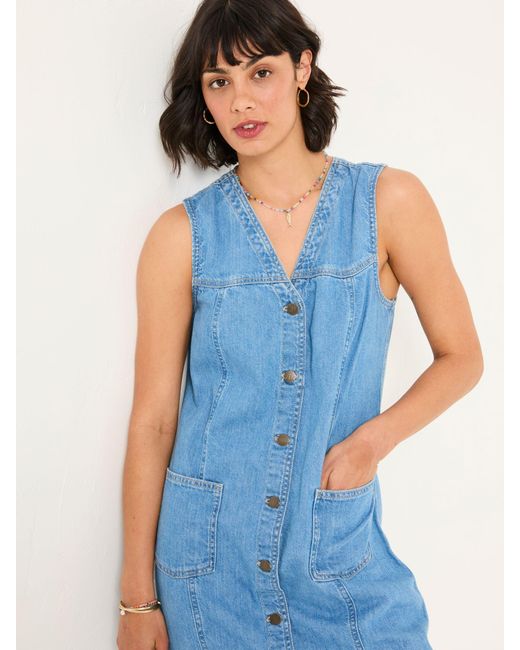 FatFace Blue Fatface Denim 100% Cotton Shift Dress