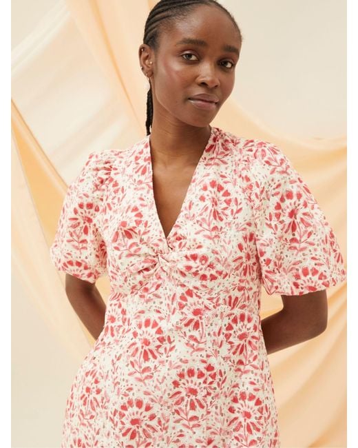 FatFace Natural Fatface Tulip Floral Tile Dress