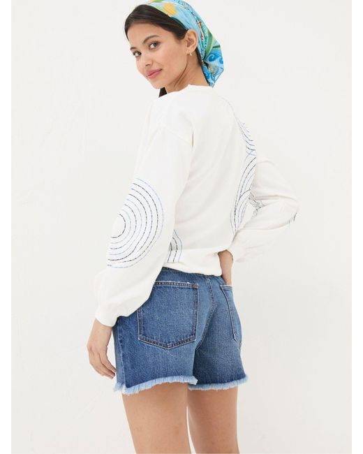 FatFace White Fatface Holywell Denim Cut Off Shorts