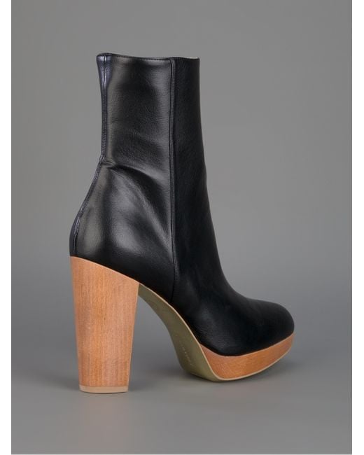 Black suede booties wooden heel hotsell
