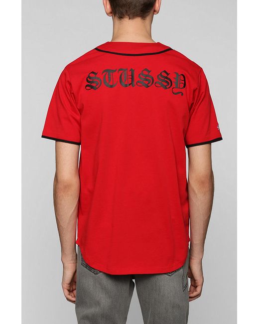 Stussy Red S Baseball Jersey Tee for men