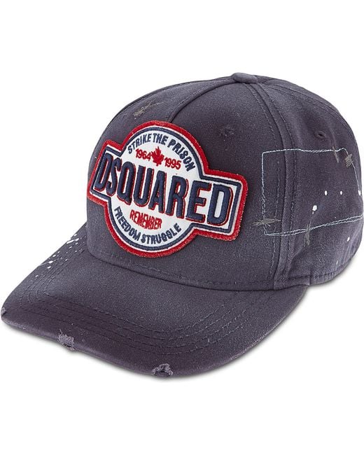 DSquared² Navy Distressed Strike The Prison Logo Cap in Blue for Men | Lyst  UK