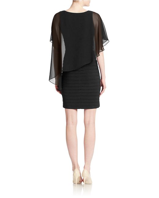 Sheath gown with asymmetrical overlay top elegant