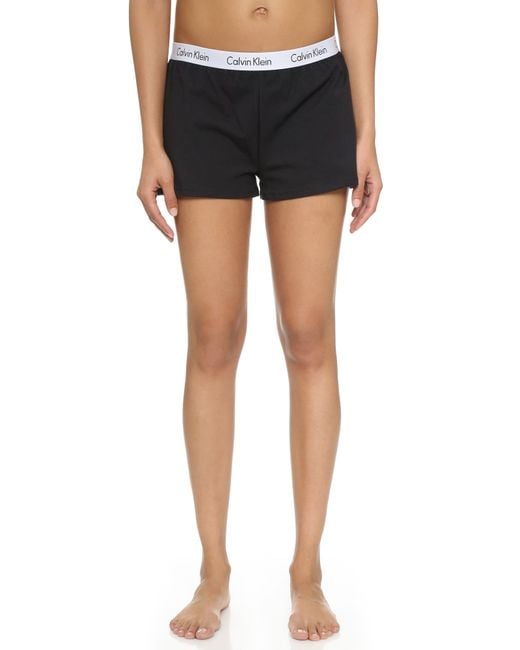 Calvin Klein Cotton Logo Sleep Shorts in Black | Lyst