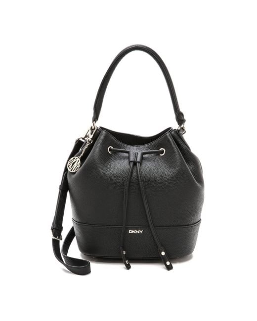 DKNY Black Drawstring Bucket Bag - Sand