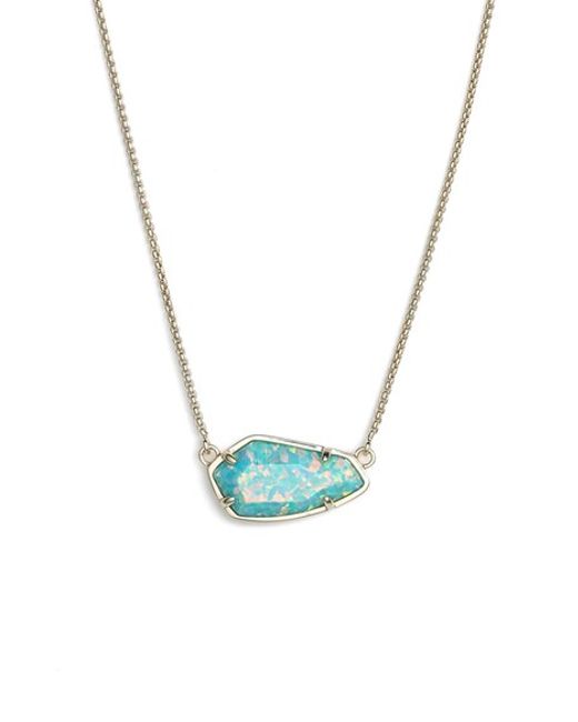 Kendra scott 'cami' Pendant Necklace - Aqua Kyocera Opal/ Gold in Blue ...