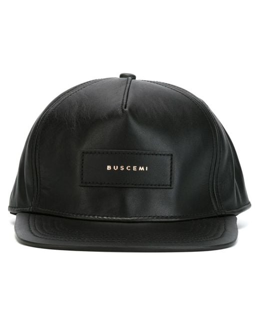 Buscemi Black Leather Baseball Cap