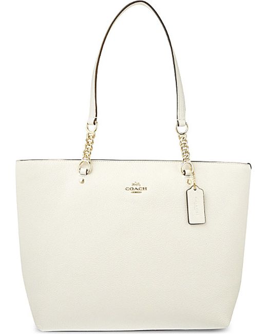 COACH Sophia Leather Tote in White | Lyst Canada