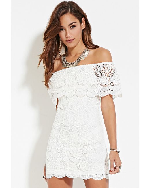 Crochet Off-the-shoulder Mini Dress 