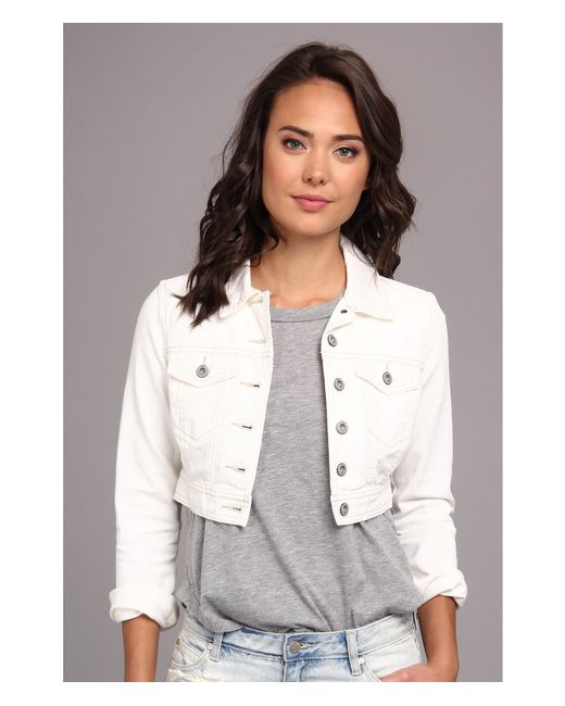 Free People White Crop Denim Jacket