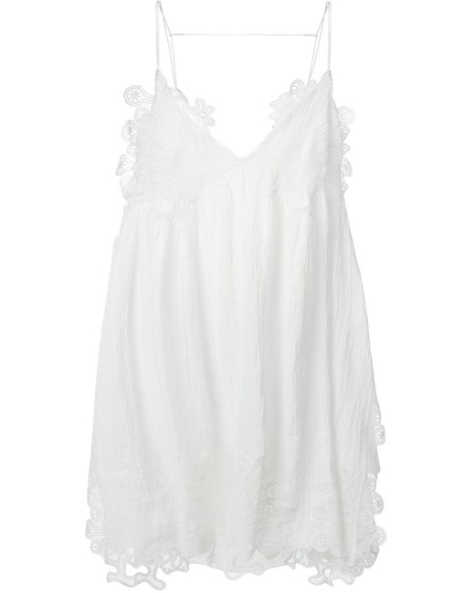 Chloé White Peacock Embroidery On Tulle Dress