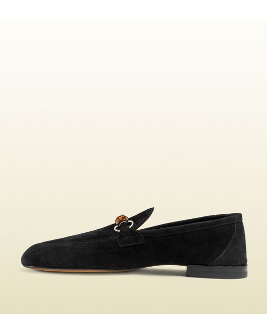 Gucci Suede Bamboo Horsebit Loafer in Black for Men | Lyst