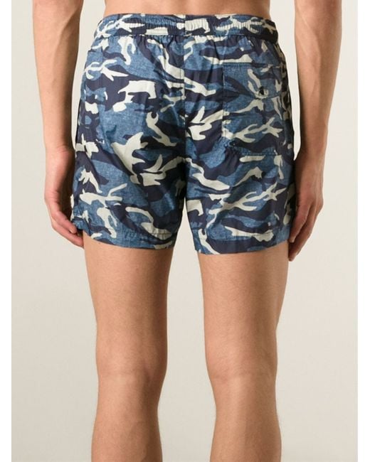 Moncler Blue Camouflage Swim Shorts for men