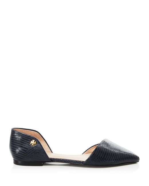 Tory Burch Blue Pointed Toe D'orsay Flats - Viv