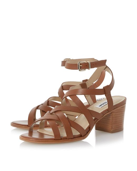 dune tan block heel sandals