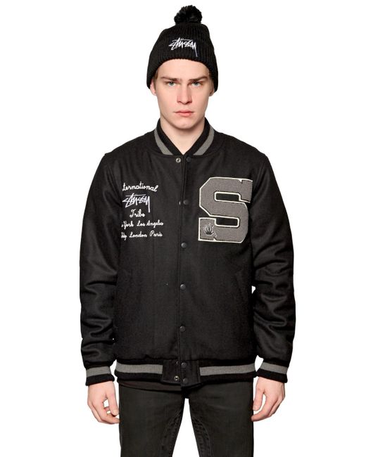 stussy big s letterman jacket