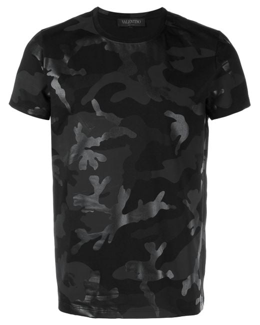 Valentino Black Camouflage T-shirt for men