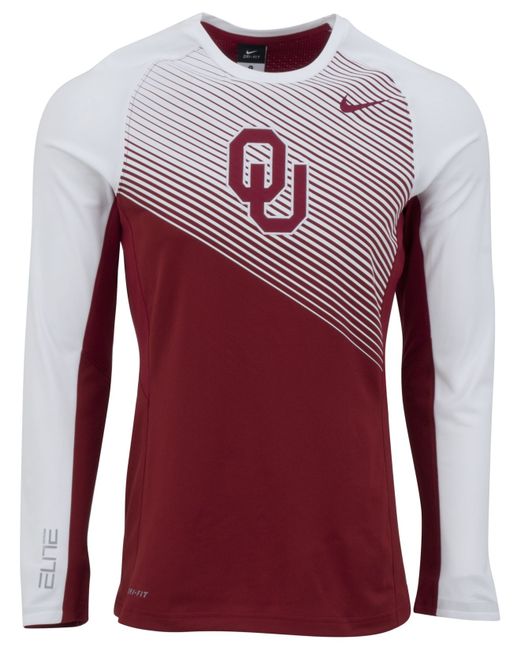 Nike Red Men's Long-sleeve Oklahoma Sooners Fearless Shootaround T-shirt for men