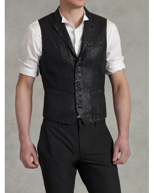 John Varvatos Black Multi Button Vest for men