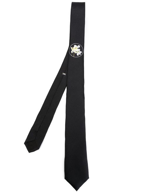 Dior Homme Black Small Flower Print Tie for men