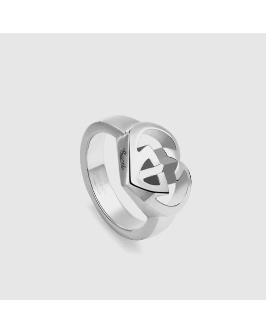 Gucci Heart shaped Interlocking G Ring in Metallic Lyst