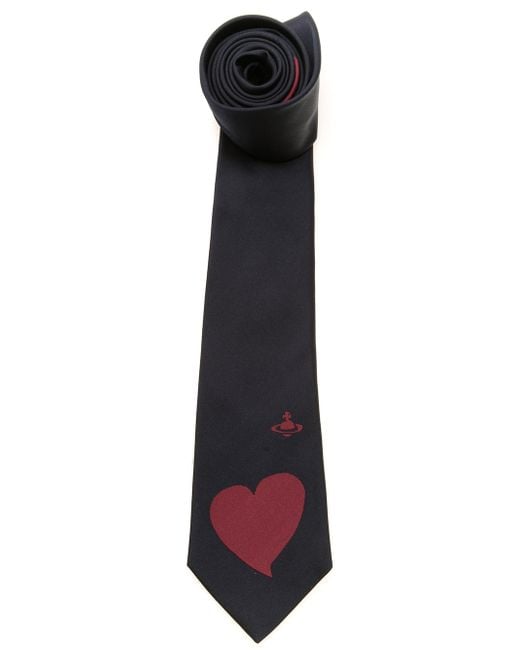 Vivienne Westwood Black Heart Print Tie for men