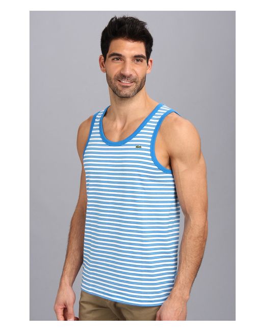Lacoste Live Cotton Jersey Stripe Tank Top in Blue for Men | Lyst