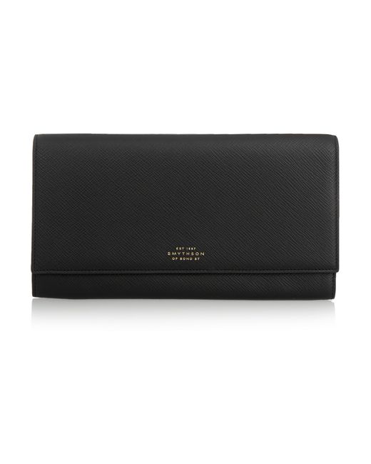 Smythson Panama Marshall Textured-leather Travel Wallet in Black