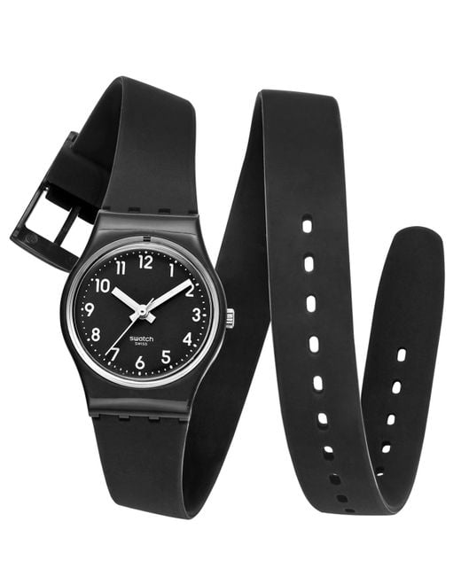 Swatch Women's Swiss Lady Black Black Silicone Wrap Around Strap