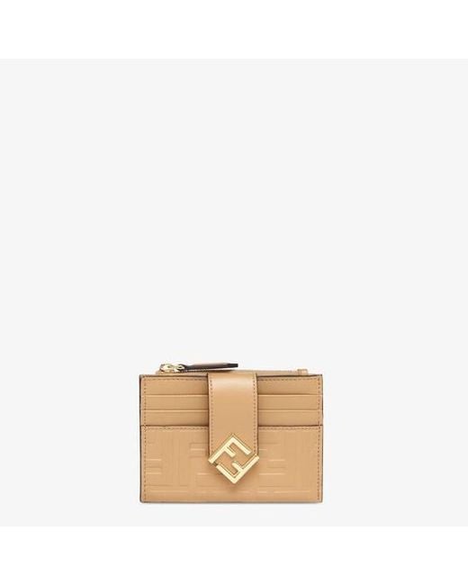 Fendi Natural Ff Diamonds Zip Card Case
