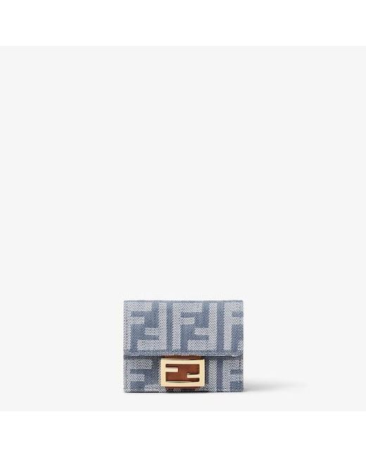 Fendi Blue Baguette Micro Trifold