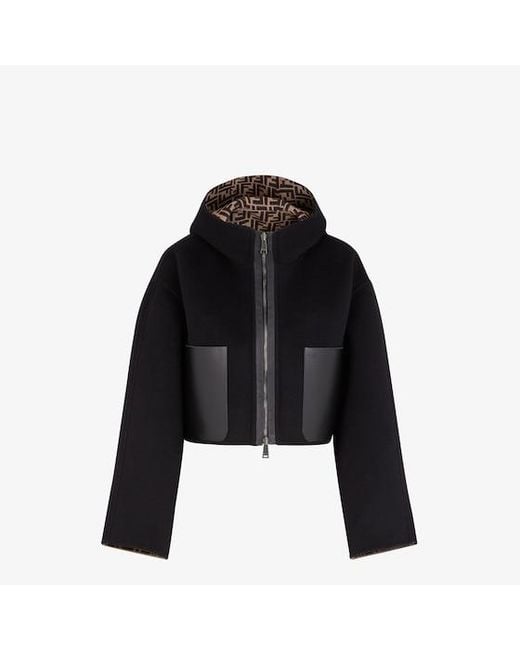 Fendi Black Reversible Ff Motif Hooded Jacket