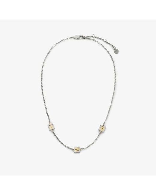 Fendi Metallic Ff Cube Necklace for men
