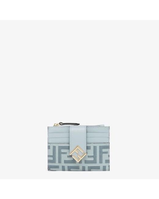 Fendi Blue Ff Diamonds Zip Card Case