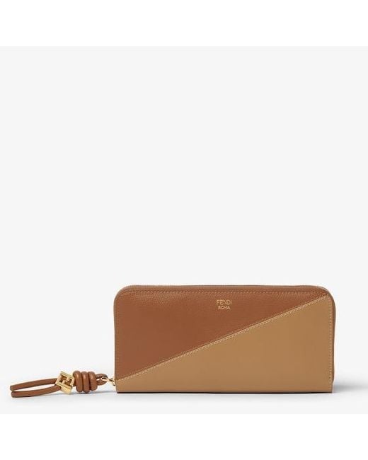 Fendi Brown Ff Diamonds Zip Around Large