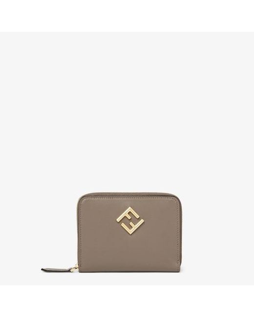 Fendi Gray Ff Diamonds Zip Around Medium