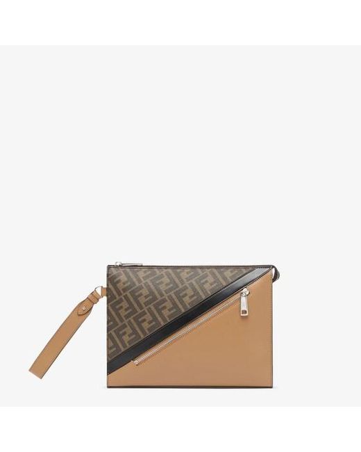 Fendi Gray Diagonal Flat Pouch for men