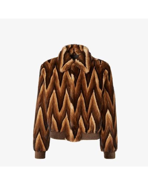Fendi Brown Chevron Mink Blouson for men