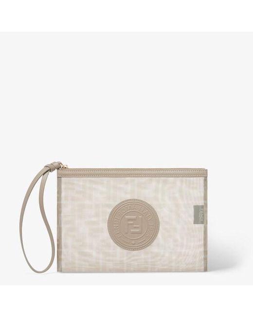 Fendi Gray Ff Flat Pouch