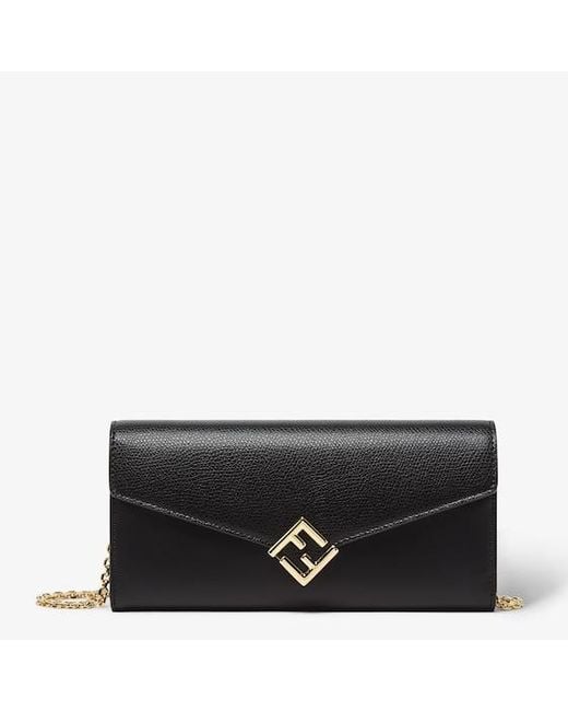 Fendi Black Ff Diamonds Continental With Chain