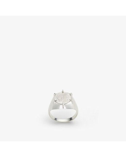 Fendi White Gianus Ring for men