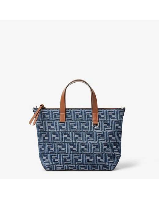 Fendi Blue Ff Shopping Bag Small for men