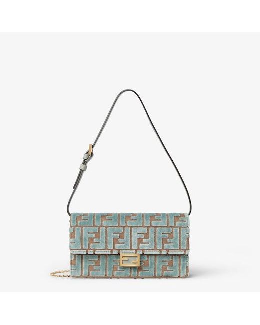Fendi Gray Wallet On Chain Baguette