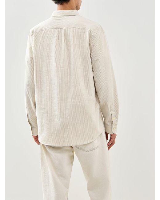 Paul Smith White Stitch Stripe Seersucker Shirt for men