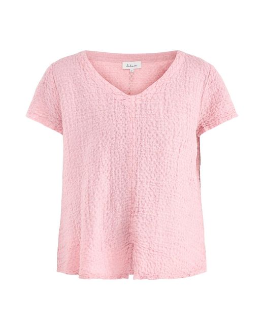 Sahara Pink Waffle V-Neck Top