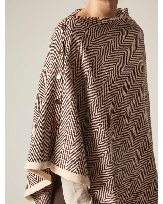 James Lakeland Natural Chevron Button Poncho