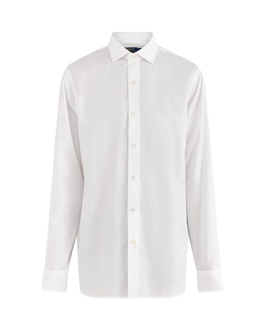 Polo Ralph Lauren White Custom Fit Textured Tonal Oxford Shirt Light for men