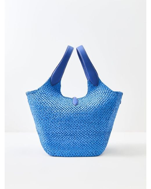Polo Ralph Lauren Blue Raffia And Bucket Bag