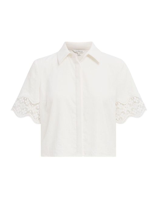 Forever New White Skye Lace Trim Shirt